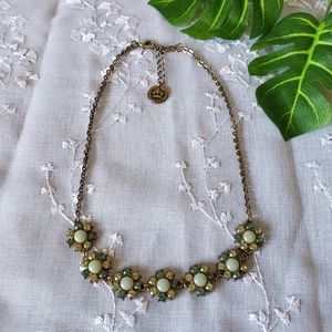 VTG Crown Trifari green rhinestone gem necklace